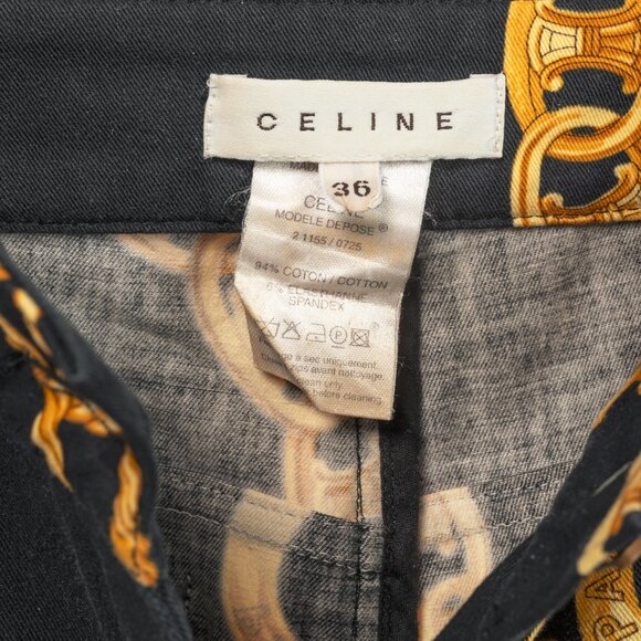 Celine SS/04 Black Chain-Motif Cotton Twill Skinny Pants - Picture 10 of 10